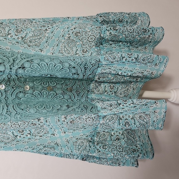 Miss Me SZ L Seafoam Green Floral Strap Lace Ruffle Hem Sleeveless Cami Top Boho - Picture 4 of 15